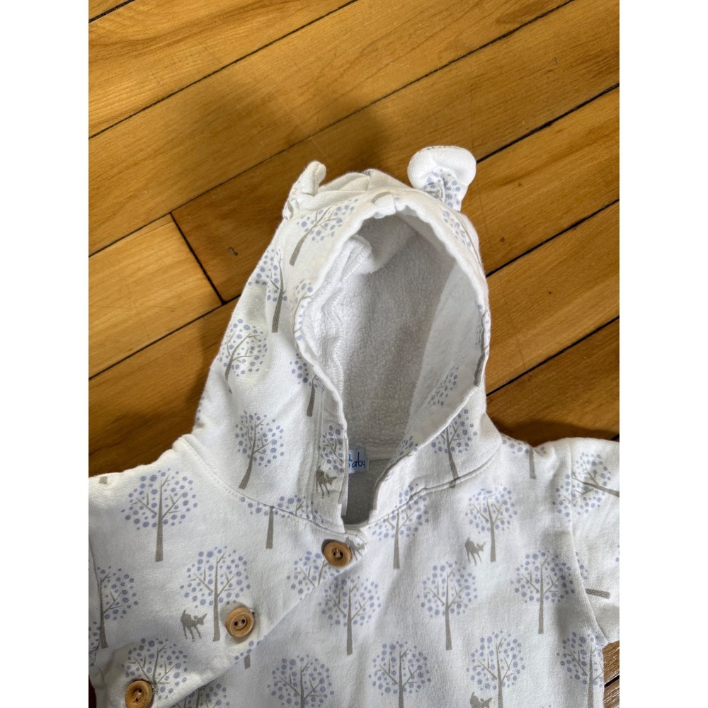 Feather Baby hooded with bear ears one piece trees and deer print cotton - Picture 5 of 6